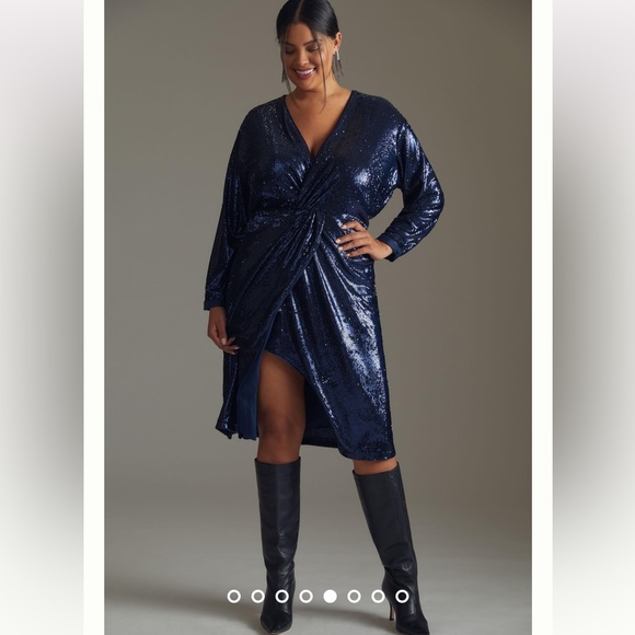 Anthropologie NWT TWIST-FRONT SEQUIN DRESS Size 16W. - Picture 1 of 5